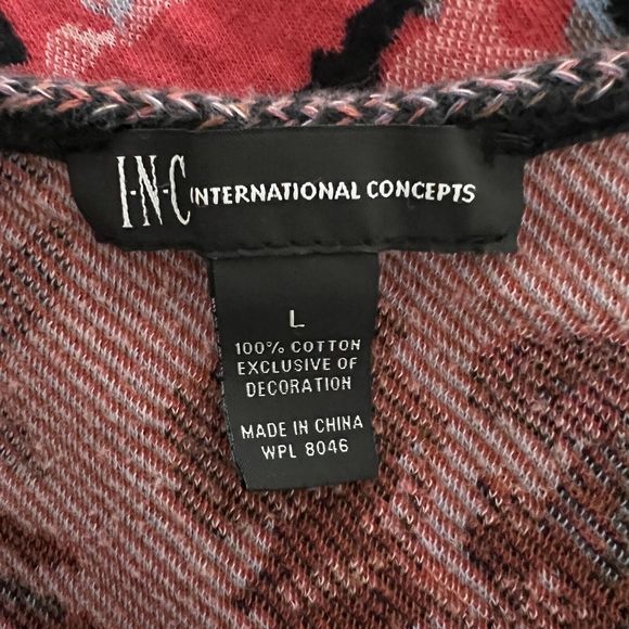 INC International Concepts Sweater Women Large Black Pink Floral Cardigan Boho - Picture 7 of 8